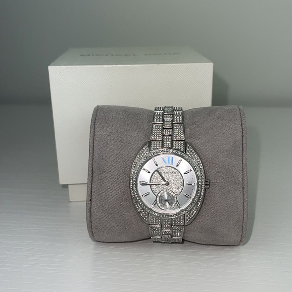 Michael Kors Luxurious Dena Pavé Silver-Tone Watch Ladies - Picture 9 of 11
